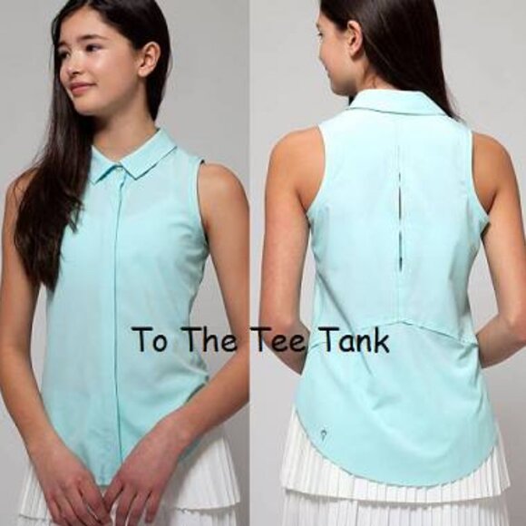 Ivivva Girl by Lululemon 🍋To The Tee Tank Mint Buttons Collar size 10 - Picture 2 of 3